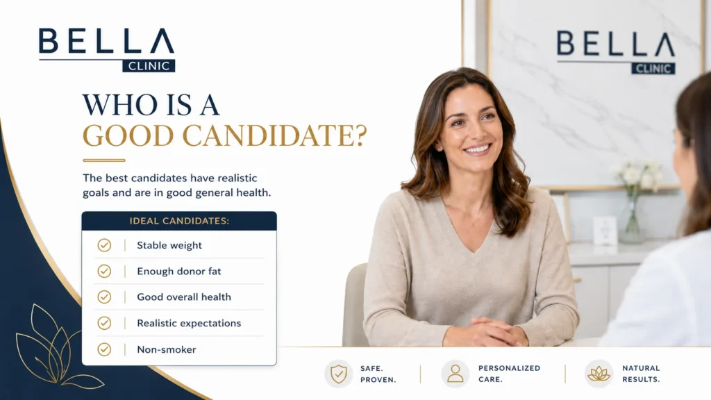 Patient consultation with a checklist of health and donor tissue criteria for Brazilian butt lift surgery